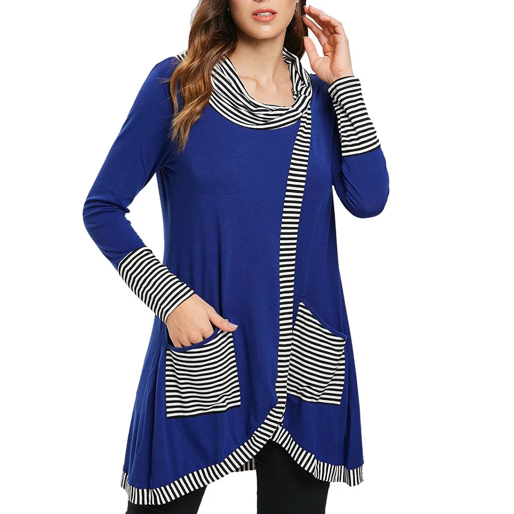 Plus Size Long Sleeve T shirt Women Vintage Patchwork Pockets T-Shirt Top Streetwear Korean Woman Clothes Womens Clothing