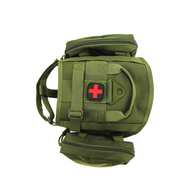 Green Модернизированный жилет для собак 1000D MOLLE, Охотничий Жилет K9, поводок для собак с вытягивающей ручкой, жилеты для домашних животных с 2 сумками - Цвет: Green