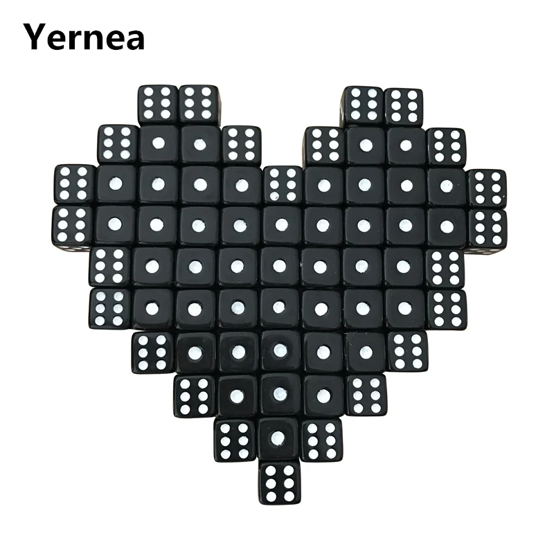 Yernea 100 шт./лот 10 мм акриловые черные кости белый горошек гексаэдрон ролевая игра