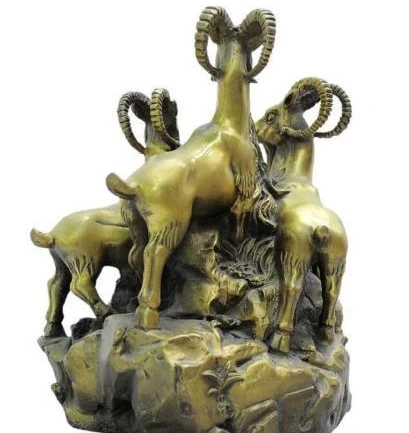 Китайский латунный по феншуй Богатство Монета зодиака животных 3 фигурка Овцы