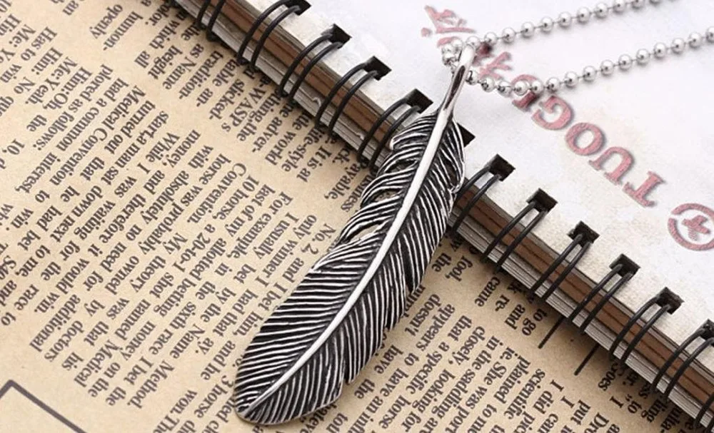 Подвеска из нержавеющей стали в виде гусиного пера длина 7 см ширина 2 см|feather