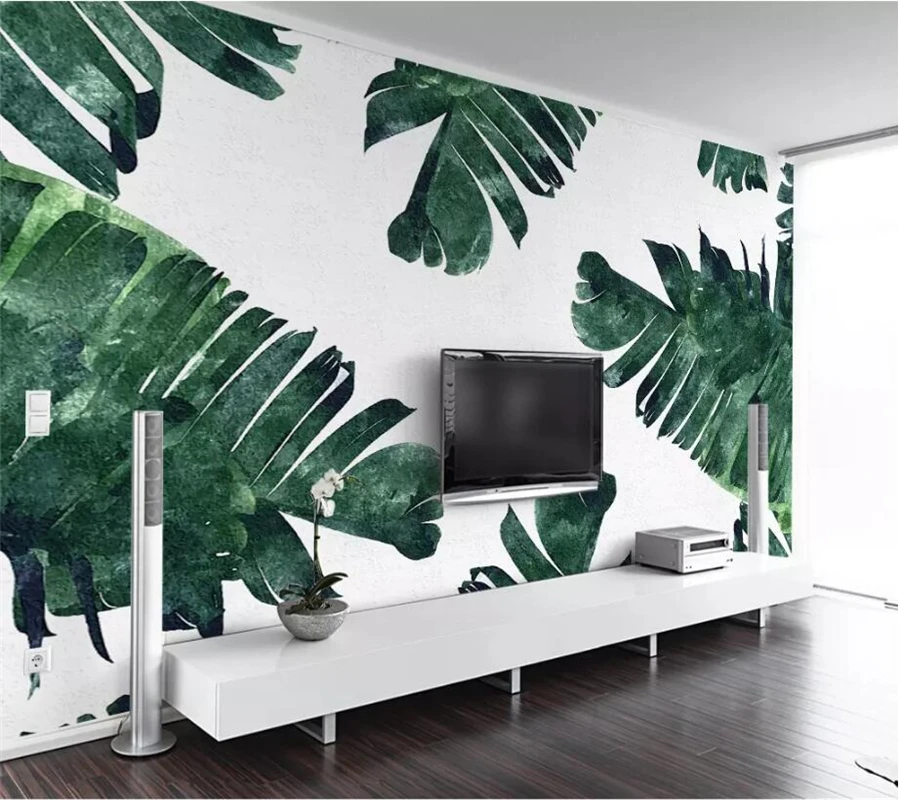 

wellyu papel de pared обои Custom wallpaper 3D mural banana leaf plant TV background wall living room bedroom wallpaper 3d mural