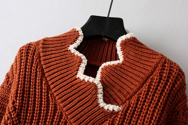 OMCHION Sueter Mujer 2018 V Neck Waves Irregular Crop Sweater Women Casual Korean Short Knit Pullover Autumn Jumper LMM100 | Женская