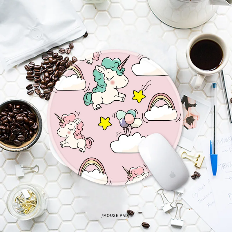 Literary DIY Personal Mouse Pad mat Small 24cm Round UNICORN CAT Customized Desktop Large Size Mousepad with Locking Edge | Компьютеры и