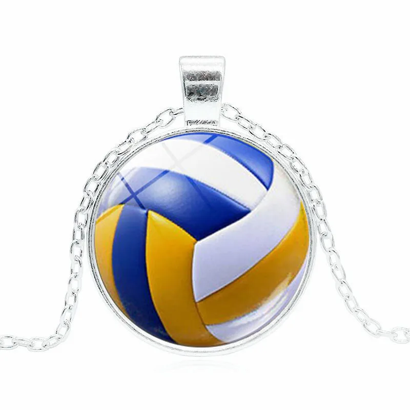 XUSHUI XJ винтажный волейбол кабошон стекло Тибет Серебряная цепочка Ожерелье для
