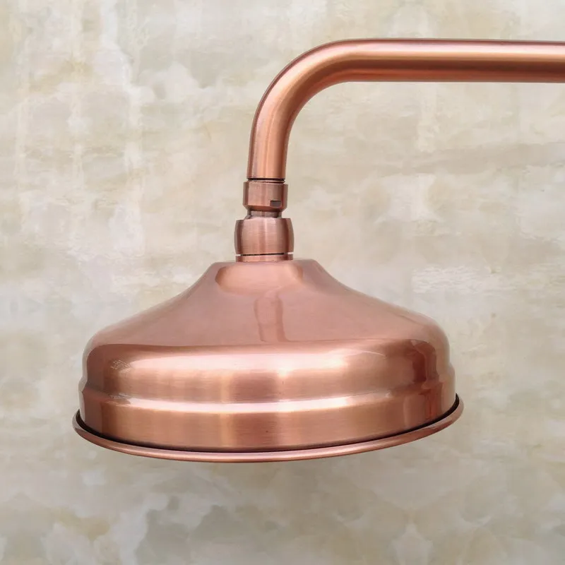 8 inch vintage red copper antique brass round shape bath rainfall shower head bathroom accessory standard 12 ash054 free global shipping