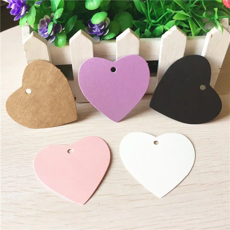 

200pcs/lot 5.6x5.5 cm Heart Shape Kraft Paper Card Wedding Favour Gift Tags For DIY Price Label Party Favor Coffe Supplies