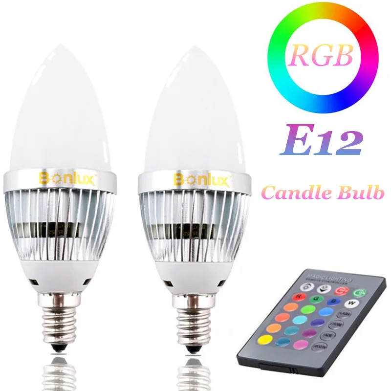 Светодиодный E12 C35 RGB лампа 3 Вт светодиодный канделябр светильник s свеча база для