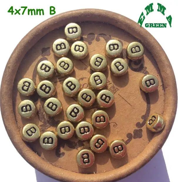 Бусины с золотыми буквами акриловые плоские круглые Alphabe бусины 4*7 мм diy браслет