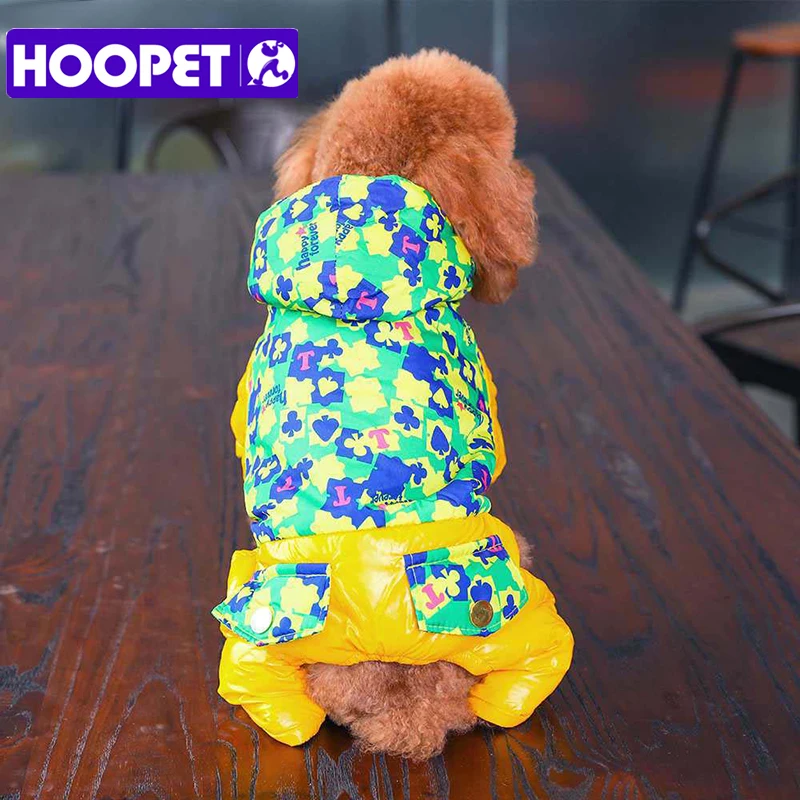 HOOPET собака кошка теплая зимняя Лыжная одежда осенняя куртка щенок пальто с капюшоном четыре фута