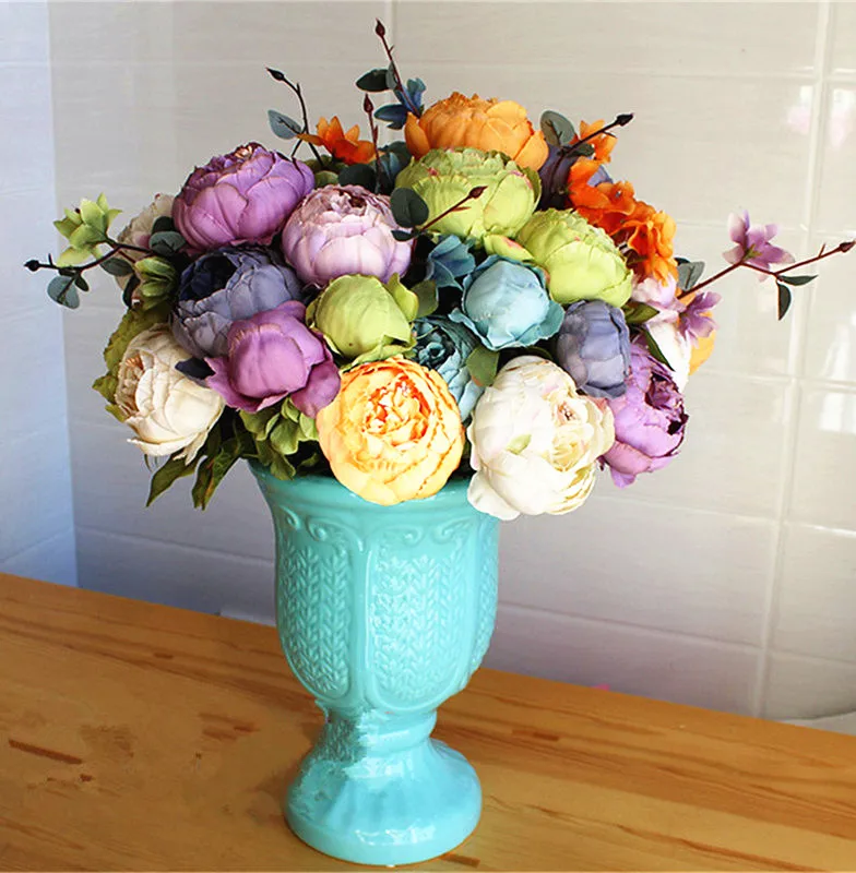 1 шт. высококачественные шелковые цветы в европейском стиле букет искусственных
