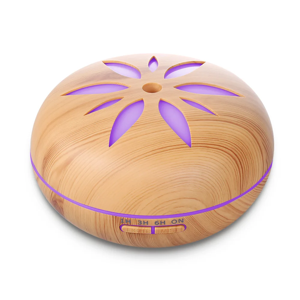 

500ML Ultrasonic Air Humidifier Essential Aroma Oil Diffuser With Wood Grain LED Color Lights Mist Maker Fogger For Home