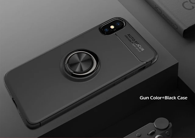 Роскошный чехол для Motorola Moto G7 Play Cover кольцевой магнитный держатель мягкий матовый силикон для Motorola G7 power для MOTO G7 Plus Case - Color: Black