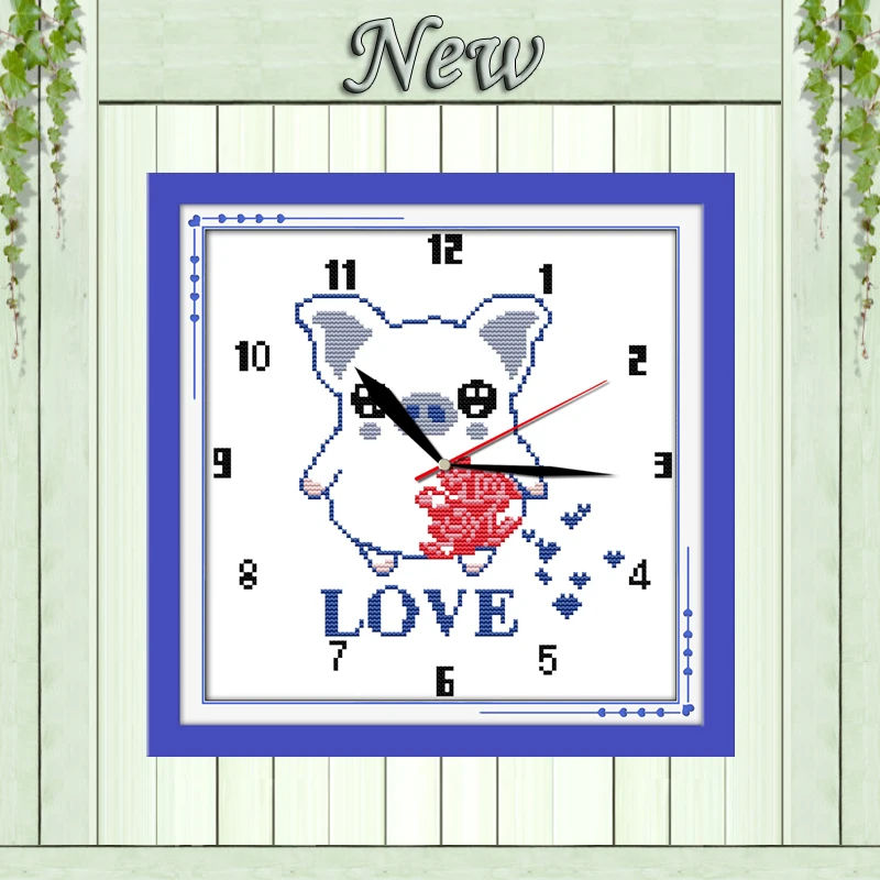 Картины с милыми часами LOVE pig напечатанные на холсте DMC 14CT 11CT китайские наборы для