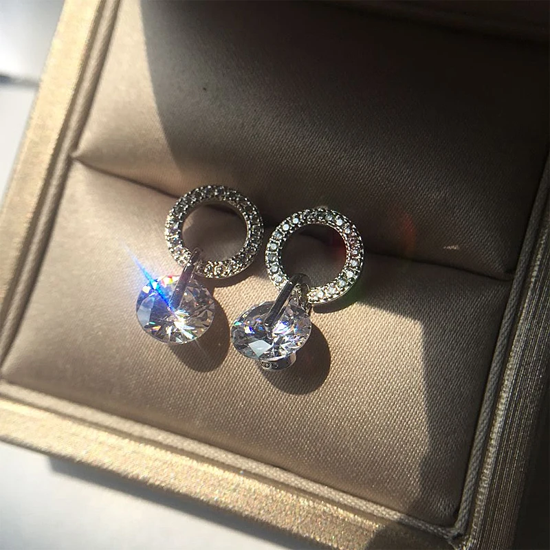 Женские серьги-пусеты в виде кольца роскошные простые серьги из циркония