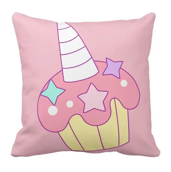 Kawaii розовый единорог кекс декоративный чехол для подушки Забавный мультяшный