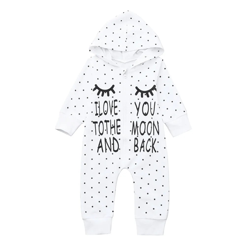 MUQGEW New Autumn Baby Girl Clothes Cotton Infant Boy Letter Hooded Romper Jumpsuit Newborn Clothing dropshipping | Детская одежда и