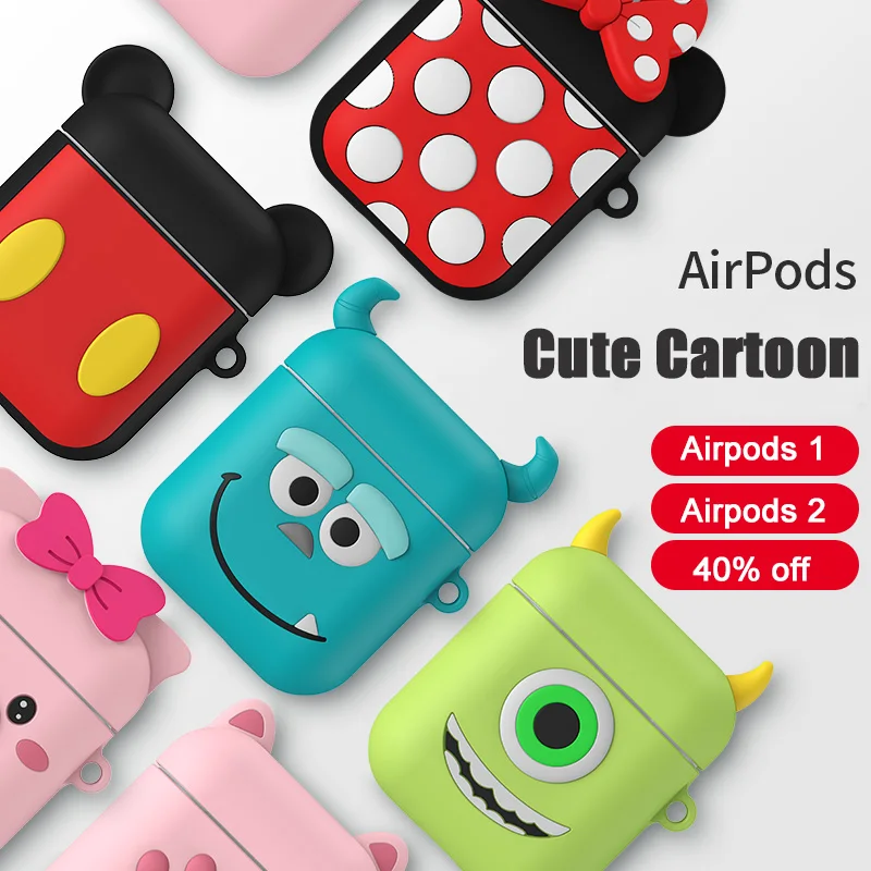 Мультяшные милые беспроводные наушники для зарядки Airpods сумка Apple AirPods 1/2