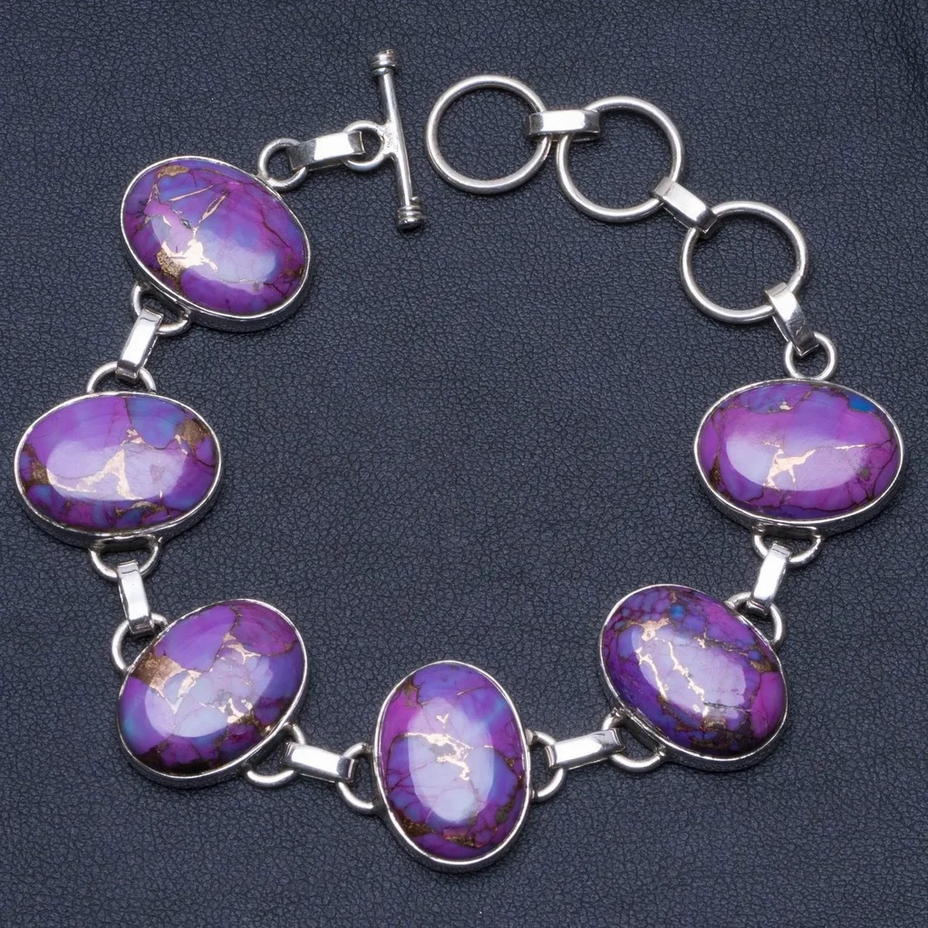 

Natural Turquoise 925 Sterling Silver Bracelet 6 3/4-8" P2017