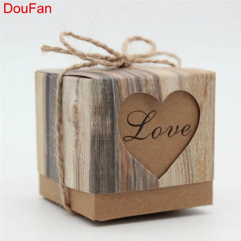 DouFan 10 шт. Антикварные коробки из крафт бумаги для конфет маленькие сумки с полым