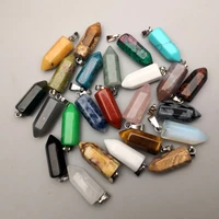 natural stone small crystal pillar pendants necklaces for jewelry making good quality accessories 50pcslot fashion wholesale