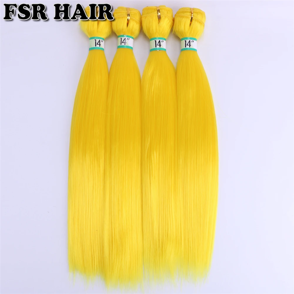 FSR 100 г, цельные, желтые, розовые, для косплея, шелковистые, прямые волосы, пряди, 14-24 дюйма, высокотемпературные, синтетические волосы, плетение