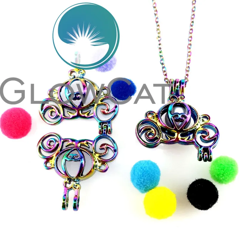 R-C530 Радуга Цвет тыквы бусины в виде автомобилей Клетка подвеска духи аэрозольный