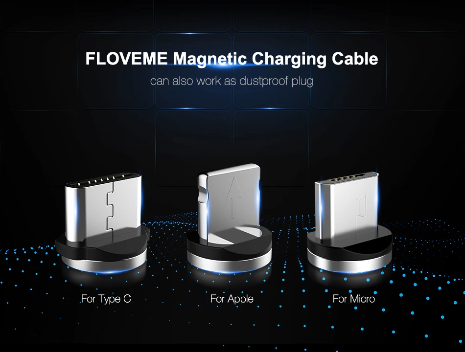 Floveme светодиодный магнитный кабель для айфон микро Тип USB c телефонный кабель для iPhone X 8 7 6 Plus Xr Xs max 1 м 2A быстрая зарядка магнит Зарядное устройство магнитная зарядка usb кабель магнитная зарядка usb c