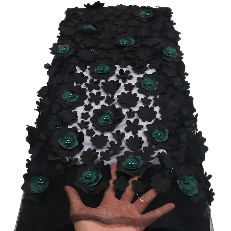 2018 Высокое качество Африканский 3D Цветы Тюль кружевная ткань нигерийский