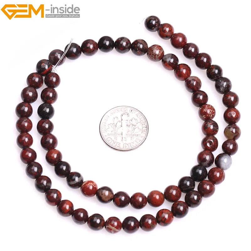 6mm Gem-inside 4-8 мм 15 ''натуральный круглый темно-красный цветок мака яшма бусины для изготовления ювелирных изделий безделушки браслеты для женщин DIY бусины - Цвет: 6mm