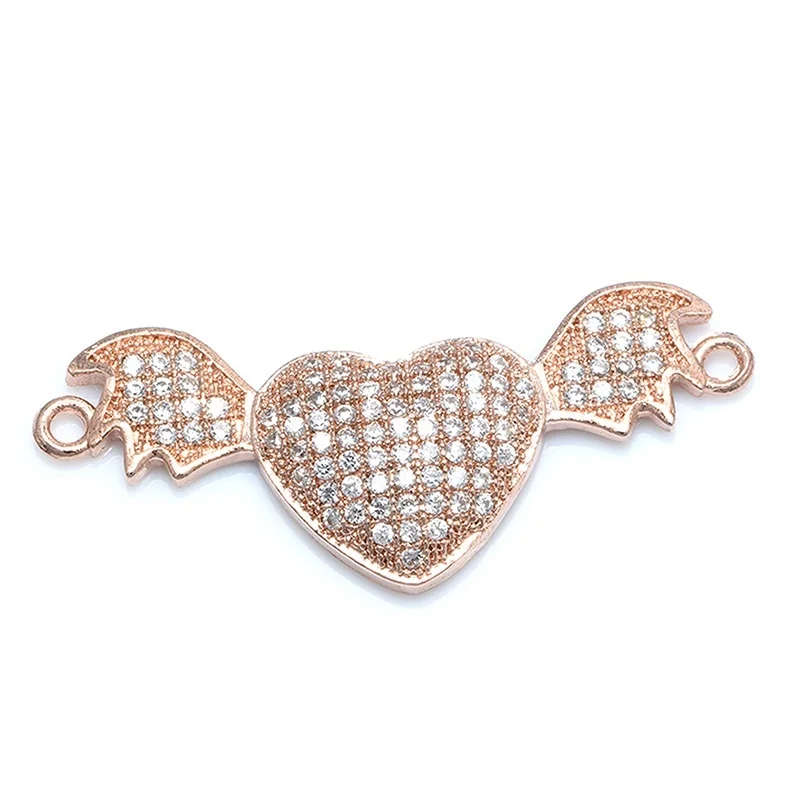 rose gold 4 цвета сердце ангел подвеска крыло соединитель аксессуары для женщин Рукоделие Набор для изготовления ювелирных украшений вручную женский браслет серьги ювелирные изделия - Цвет: rose gold