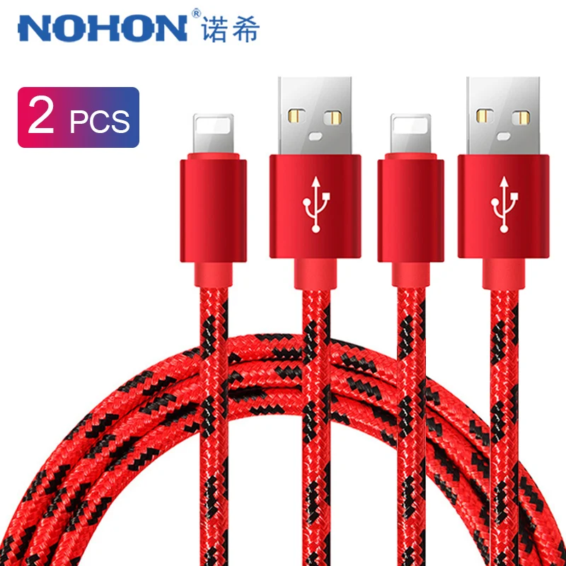 NOHON 2 шт. USB кабель передачи данных для быстрой зарядки Apple iPhone XS MAX XR X 7 6 8 6S 5S 5 Plus Pin