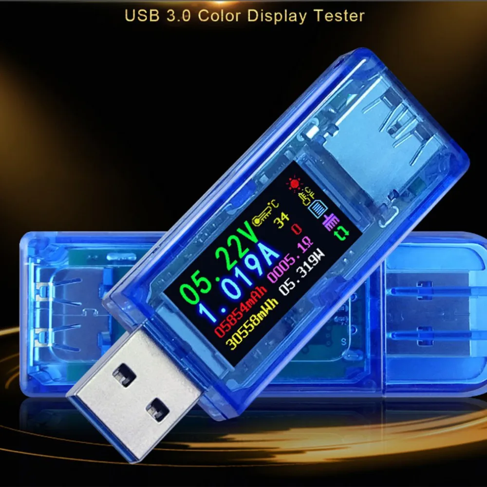AT34 USB3.0 IPS HD Color Screen USB Tester Voltage Current Capacity Energy Power Equivalent Impedance Temperature | Инструменты