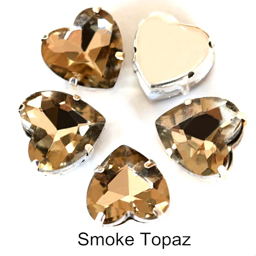 Smoked Topaz Сердце форма стекло кристалл красочные пришить стразы с коготь ясно пришивать коготь Стразы Блеск Стразы для одежды B2973 - Цвет: Smoked Topaz