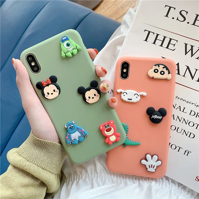 super cute cartoon embossing 3D doll TPU Pink green soft shell phone Case For Apple iphone 6 6s 7 8 Plus X XS XR MAX |
