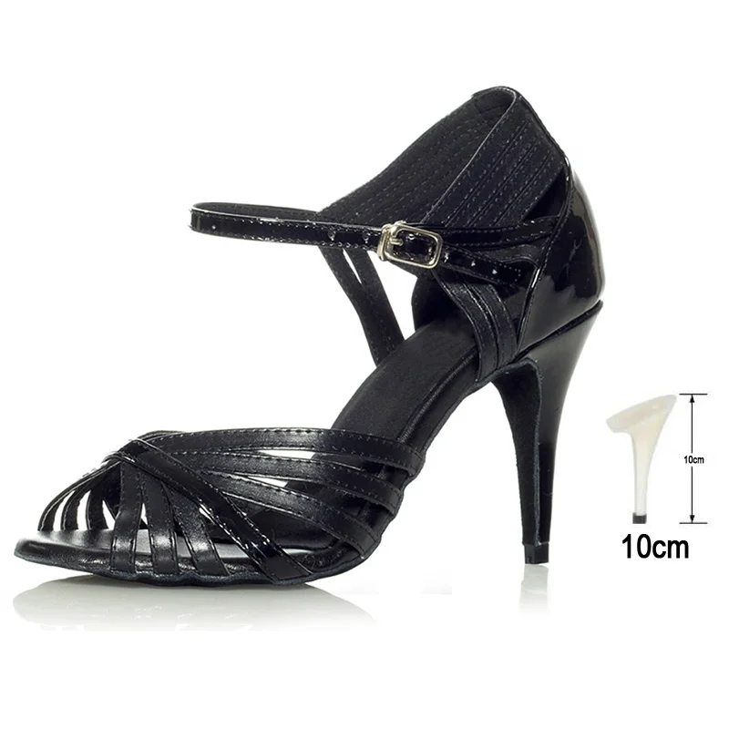 Black 10CM HROYL/Лидер продаж; женская обувь для латинских танцев; бальные туфли для танго; Танцевальная обувь для девочек; женская обувь для сальсы; ; Каблук 10/7, 5 см - Цвет: Black 10CM