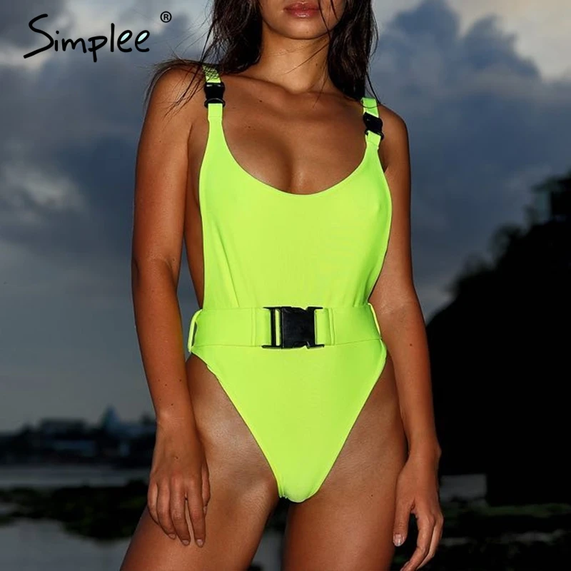 Женский купальник Simplee со стрингами и пряжкой привлекательное монокини-боди