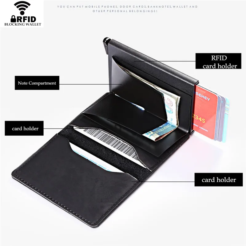 

2021 Metal ID Credit Card Holder With RFID Vintage Card Case Automatic Money Cash Clip Mini Wallet Business Card Case
