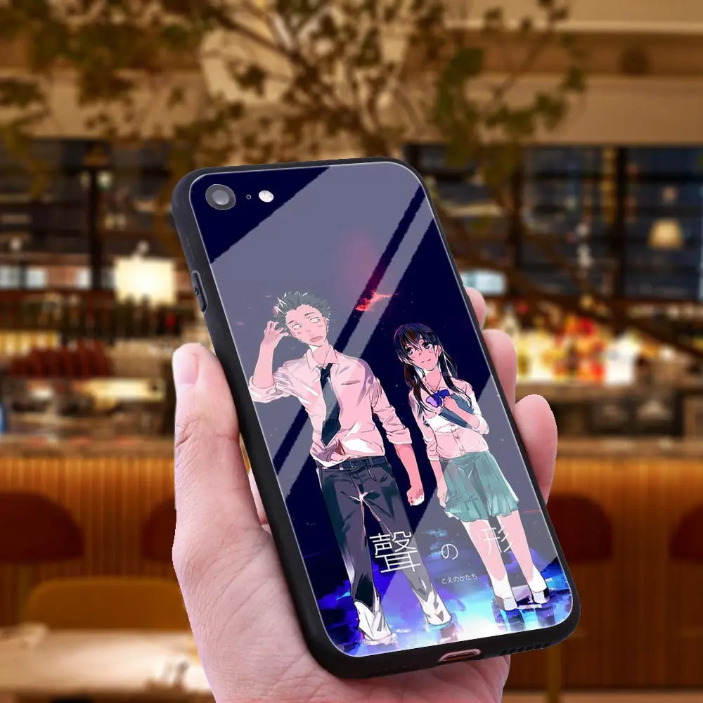 WEBBEDEPP A Silent Voice Tempered Glass Phone Case for Apple iPhone Xr Xs Max X or 10 8 7 6 6S Plus 5 5S SE 7Plus |