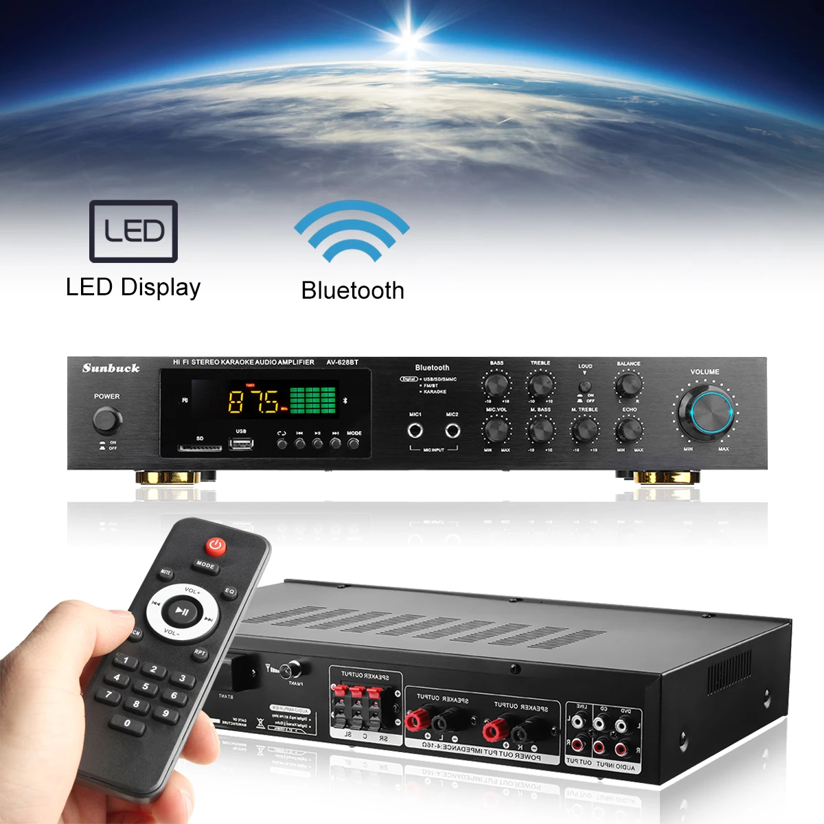 Беспроводная версия USB/SD аудио усилитель без потерь 1120 Вт 5CH bluetooth 4ohm усилитель мощности стерео объемный домашний караоке кинотеатр