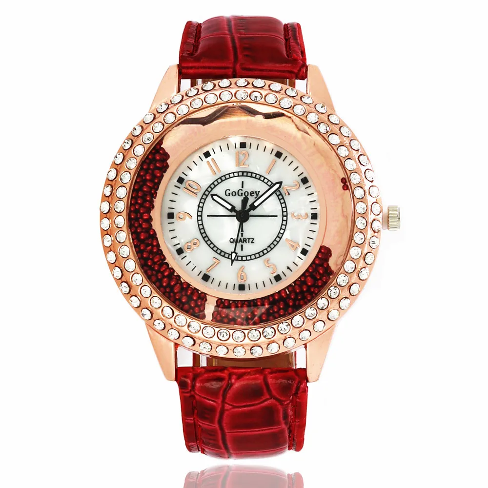 Большие двойные просверленные шаровые часы женские модные кварцевые с ремешком