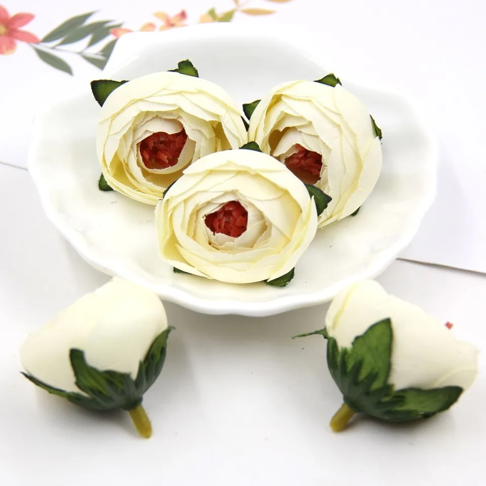 White 10 шт., искусственные цветы, шелковая Цветочная головка, искусственный цветок, свадебное украшение, венки, свадебное украшение автомобиля, весеннее украшение - Цвет: White