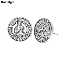 nostalgia bear paw slavic god symbol warding veles viking runes amulet charm stud earrings jewelry earrings