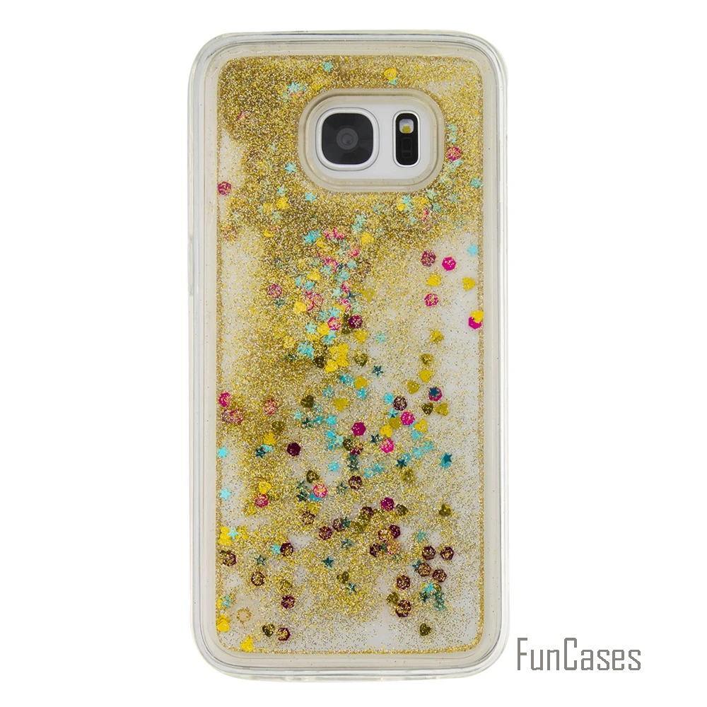 Coque Bling Love Heart Soft TPU Phone Case Cover For Samsung Galaxy S7 Edge Funda Quicksand Cell EDGE | Мобильные телефоны и