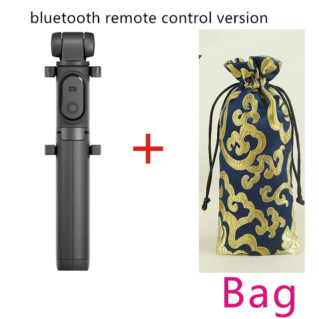 add bag B Новейший Xiao mi монопод mi селфи палка Bluetooth штатив с беспроводным пультом дистанционного управления вращение на 360 гибкая/Проводная версия Android IOS D5 - Цвет: add bag B
