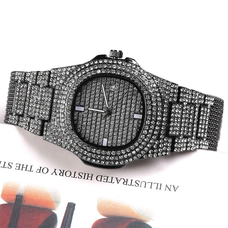 Iced out полный Циркон кварцевые часы для мужчин и женщин хип-хоп подарок | Наручные
