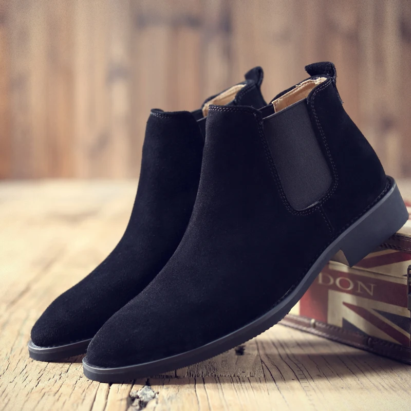 Chelsea Boots Men Cow Suede Leather Luxury Mens Ankle Boots Original Male Short Casual Shoes British Style Spring Autumn Boot