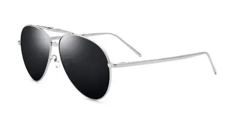 black lens Титановые мужские поляризованные солнцезащитные очки UV400, серебристые, больше размера d, очки авиаторы для мужчин, винтажные складные очки, размер: 60-16-140мм - Цвет линз: black lens
