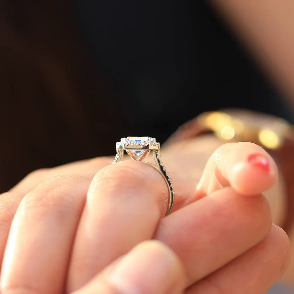 Asscher Cut 14k белое золото 4ctw DF обручальное свадебное лабораторное выращенное кольцо