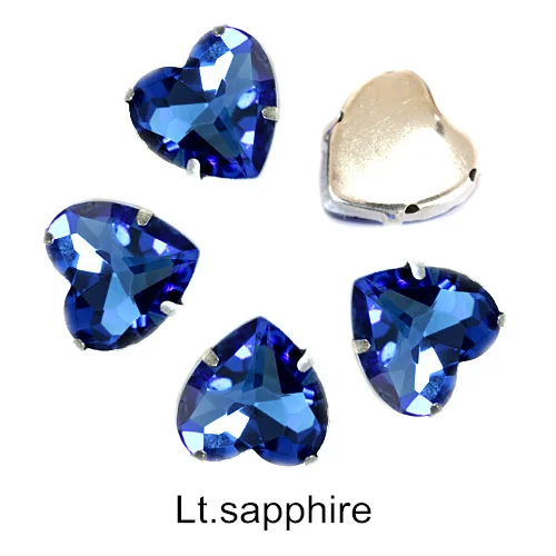 Light Sapphire Сердце форма стекло кристалл красочные пришить стразы с коготь ясно пришивать коготь Стразы Блеск Стразы для одежды B2973 - Цвет: Light Sapphire